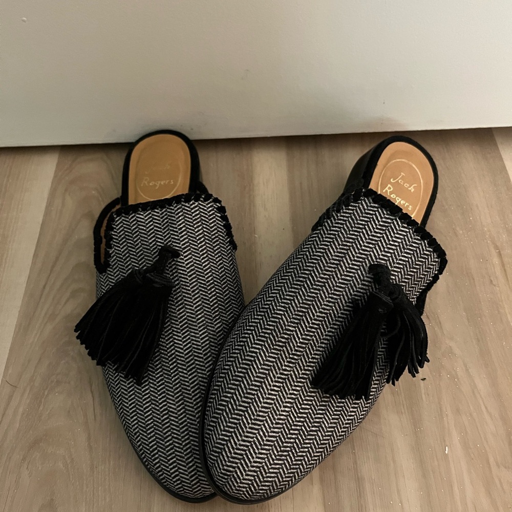 Jack Rogers Black and White Mules